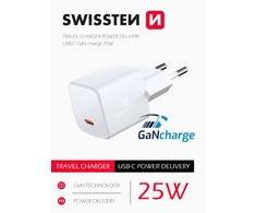 Įkroviklis Swissten Gan mini kelioninis įkroviklis USB-C 25W Power Delivery