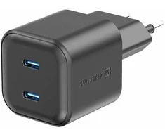 Swissten GaN PD 2x USB-C kelioninis įkroviklis 20W