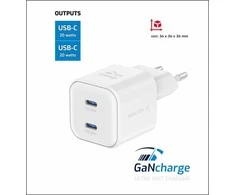 Swissten GaN PD 2x USB-C kelioninis įkroviklis 20W