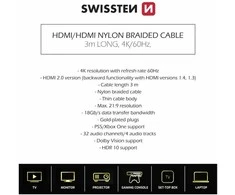 Swissten HDMI į HDMI 4K kabelis 3m