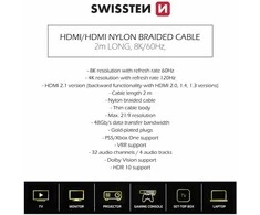 Swissten HDMI į HDMI 8K kabelis 2m