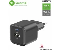 „Swissten“ kelioninis įkroviklis 12 W USB-C / USB-A