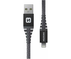 Kabelis USB Swissten USB-A - Lightning 1.5 m Pilka (71543010)