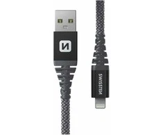 Kabelis USB Swissten USB-A - Lightning 1.5 m Pilka (71543010)