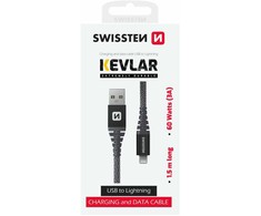 Kabelis USB Swissten USB-A - Lightning 1.5 m Pilka (71543010)