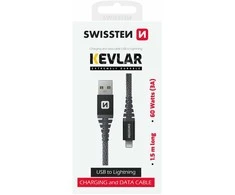 Kabelis USB Swissten USB-A - Lightning 1.5 m Pilka (71543010)