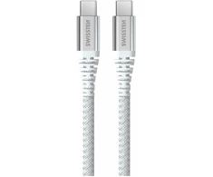 SWISSTEN ARAMID REINFORCED duomenų kabelis USB-C - USB-C 1,5 m, baltas