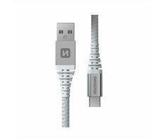 Swissten duomenų kabelis Kevlar USB / USB-C 1.5 M Baltas
