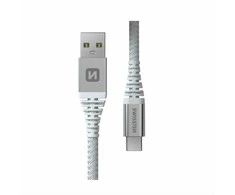 Swissten duomenų kabelis Kevlar USB / USB-C 1.5 M Baltas