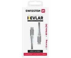 SWISSTEN ARAMID REINFORCED duomenų kabelis USB-C - USB-C 1,5 m, baltas