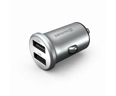 Swissten Metal Premium Car charger 2 x USB / 4.8A Sidabrinis