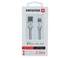 „Swissten MFI Textile Fast Charge 3A Lightning“ duomenų ir įkrovimo laidas, 2 m