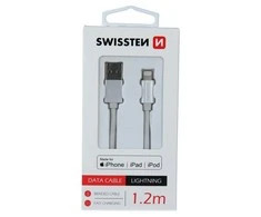 Swissten MFI Textile Fast Charge 3A Lightning Data ir 1,2m įkrovimo laidas