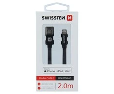 „Swissten MFI Textile Fast Charge 3A Lightning“ duomenų ir įkrovimo laidas, 2,0 m