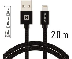 „Swissten MFI Textile Fast Charge 3A Lightning“ duomenų ir įkrovimo laidas, 2,0 m
