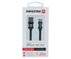 Swissten MFI Textile Fast Charge 3A Lightning Data ir 1,2m įkrovimo laidas