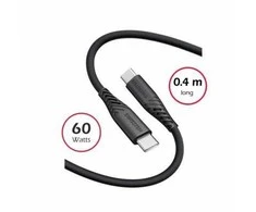„Swissten“ minkštas silikoninis USB-C – USB-C 60W laidas, 0,4 m