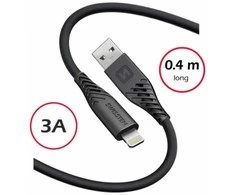 „Swissten“ minkštas silikoninis USB - „Lightning“ duomenų ir įkrovimo laidas, 0,4 m
