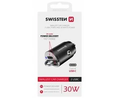 „Navman“ adapteris CL SWISSTEN 2x USB-C (PD) 30W, nano, metalinis
