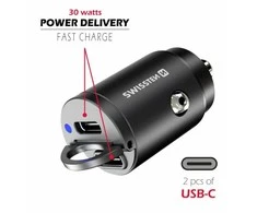 „Navman“ adapteris CL SWISSTEN 2x USB-C (PD) 30W, nano, metalinis
