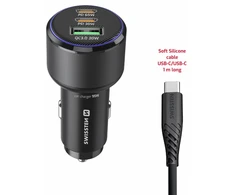 Įkroviklis Swissten PD 2x USB-C / USB Car Charger 95W with USB-C - USB-C Cable 1m