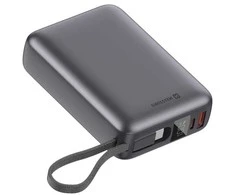 „Swissten“ išorinė baterija 20000 mAh 45 W su integruotu USB-C laidu