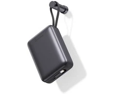„Swissten“ išorinė baterija 20000 mAh su integruotais USB-C ir „Lightning“ laidais