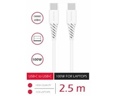 BBC Duomenų kabelis SWISSTEN TPE USB-C/USB-C (PD) 5A (100W) 2,5 m, baltas