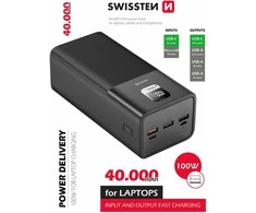 Išorinė baterija Swissten Power Line 40000mAh, juoda