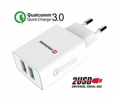 Swissten Premium kelioninis įkroviklis 2x USB / QC3.0 23W