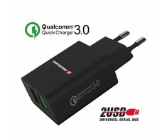 Swissten Premium kelioninis įkroviklis 2x USB / QC3.0 23W