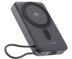„Swissten Qi2 MagSafe“ išorinė baterija, 15 W, su integruotu USB-C laidu, 10000 mAh
