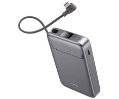 „Swissten Qi2 MagSafe“ išorinė baterija, 15 W, su integruotu USB-C laidu, 10000 mAh