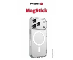 Swissten skaidrus želė „MagStick“ dėklas, skirtas „Apple iPhone 17 Pro Max“.