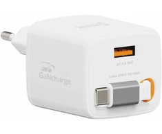 Įkroviklis Swissten SWISSTEN Adapteris sieciowy SlideCHARGE GaN 45W, 1 port, su kablem USB-C