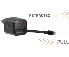Įkroviklis Swissten SWISSTEN Adapteris sieciowy SlideCHARGE GaN 45W, 1 port, su kablem USB-C