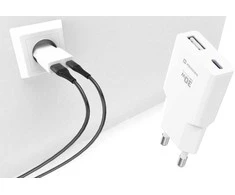 Swissten Plonas kelioninis GaN USB-C / USB įkroviklis 30 W