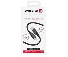 SWISSTEN SOFT SILICONE datový kabelis USB - USB-C 0.4m juoda