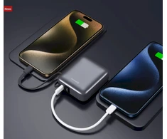 Powerbank Swissten Swissten SPACE Power Bank Universal External Baterija Built-in USB-C Cable 35W / 10000 mAh Sidabrinis