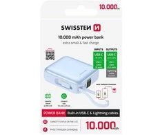 Powerbank Swissten Swissten SPACE Power Bank Universal External Baterija USB-C / Lightning / 10000 mAh Mėlyna