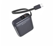Swissten SPACE Power Bank Universal External Baterija Built-in USB-C Cable 35W / 10000 mAh Sidabrinis