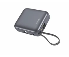 Swissten SPACE Power Bank Universal External Baterija Built-in USB-C Cable 35W / 10000 mAh Sidabrinis