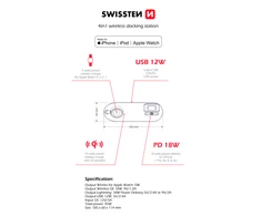 Swissten „Prestigio Swistten 4in1 MFI“ belaidė įkrovimo stotelė, 45 W, skirta „Apple iPhone“ / „iPod“ / „Apple Watch“