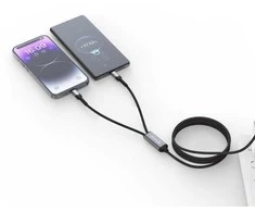 „Swissten Textile 2in1“ USB-C / apšvietimo laidas 100 W 1,5 m