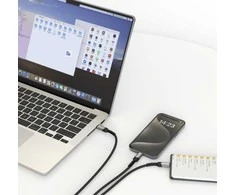 „Swissten Textile 2in1“ USB-C / apšvietimo laidas 100 W 1,5 m