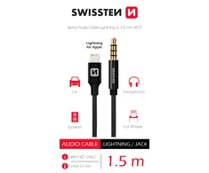 Swissten Kabelis USB Sourcing Lightning - mini Jack 3.5 mm 1.5 m Juodas (73501213)