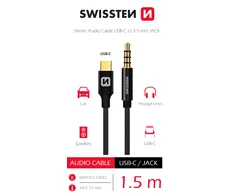 Swissten Kabelis USB Sourcing USB-C - mini Jack 3.5 mm 1.5 m Juodas (73501303)