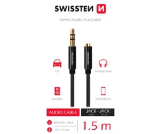 Swissten Textile garso kabelis 3,5 mm (vyras) / 3,5 mm (moteris) / 1,5 m