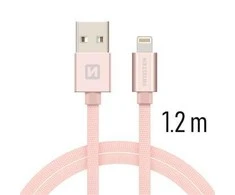 Swissten Textile Fast Charge 3A Lightning Data ir įkrovimo kabelis 1,2m