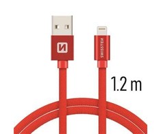 Swissten Textile Fast Charge 3A Lightning Data ir įkrovimo kabelis 1,2m
